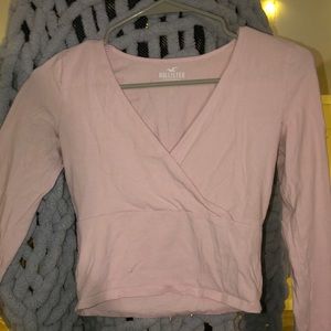 Pink Hollister Cross Over Baby Tee Long Sleeve